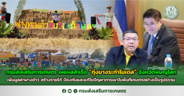 กรมส่งเสริมการเกษตร เผยผลสำเร็จ “ทุ่งบางระกำโมเดล” จังหวัดพิษณุโลก เพิ่มมูลค่าฟางข้าว สร้างรายได้ ป้องกันและแก้ไขปัญหาการเผาในพื้นที่เกษตรอย่างเป็นรูปธรรม