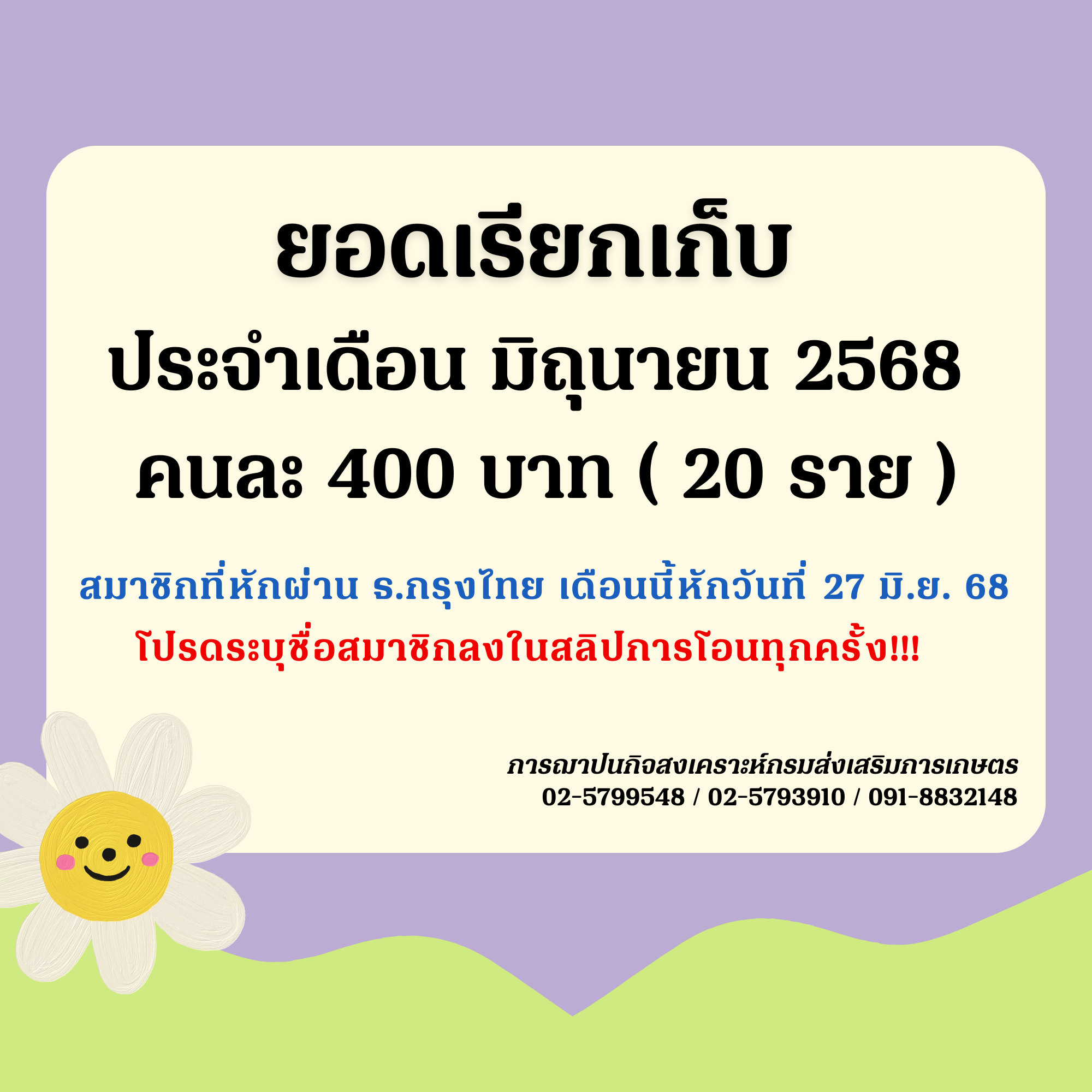 ประกาศเรียกเก็บเงินสงเคราะห์ ครั้งที่ 6/2568 – กรมส่งเสริมการเกษตร ...