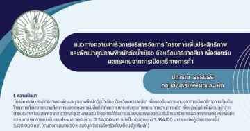แนวทางความสําเร็จการบริหารจัดการ โครงการเพิ่มประสิทธิภาพ และพัฒนาคุณภาพพืชผักวังนํ้าเขียว จังหวัดนครราชสีมา เพื่อรองรับ ผลกระทบจากการเปิดเสรีทางการค้า