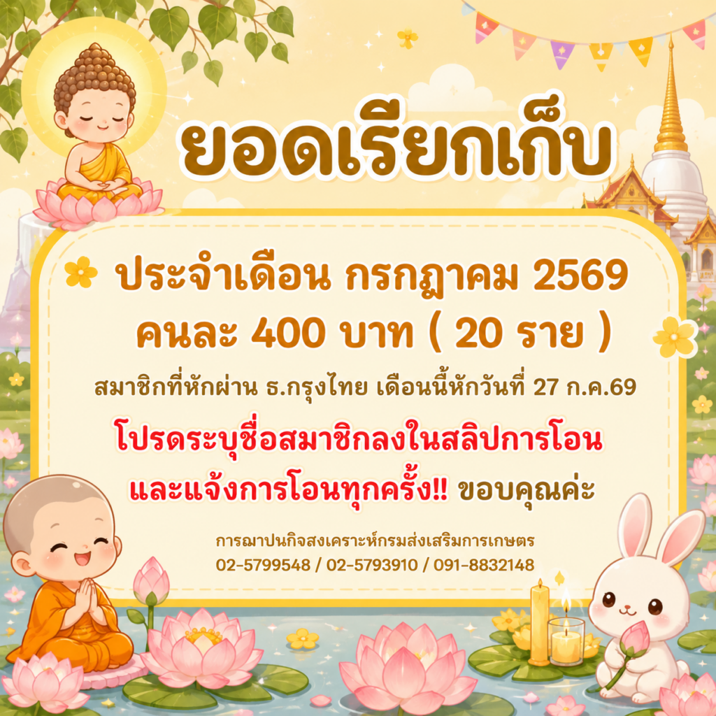 ประกาศเรียกเก็บเงินสงเคราะห์ ครั้งที่ 7/2569